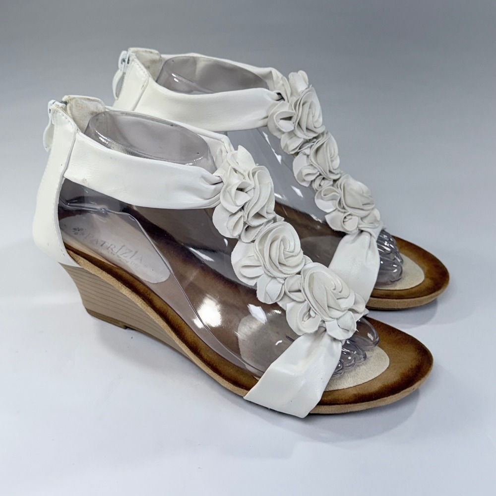 Patrizia Spring Step Harlequin Sandals Womens 40/9 White Floral Wedge Party Boho